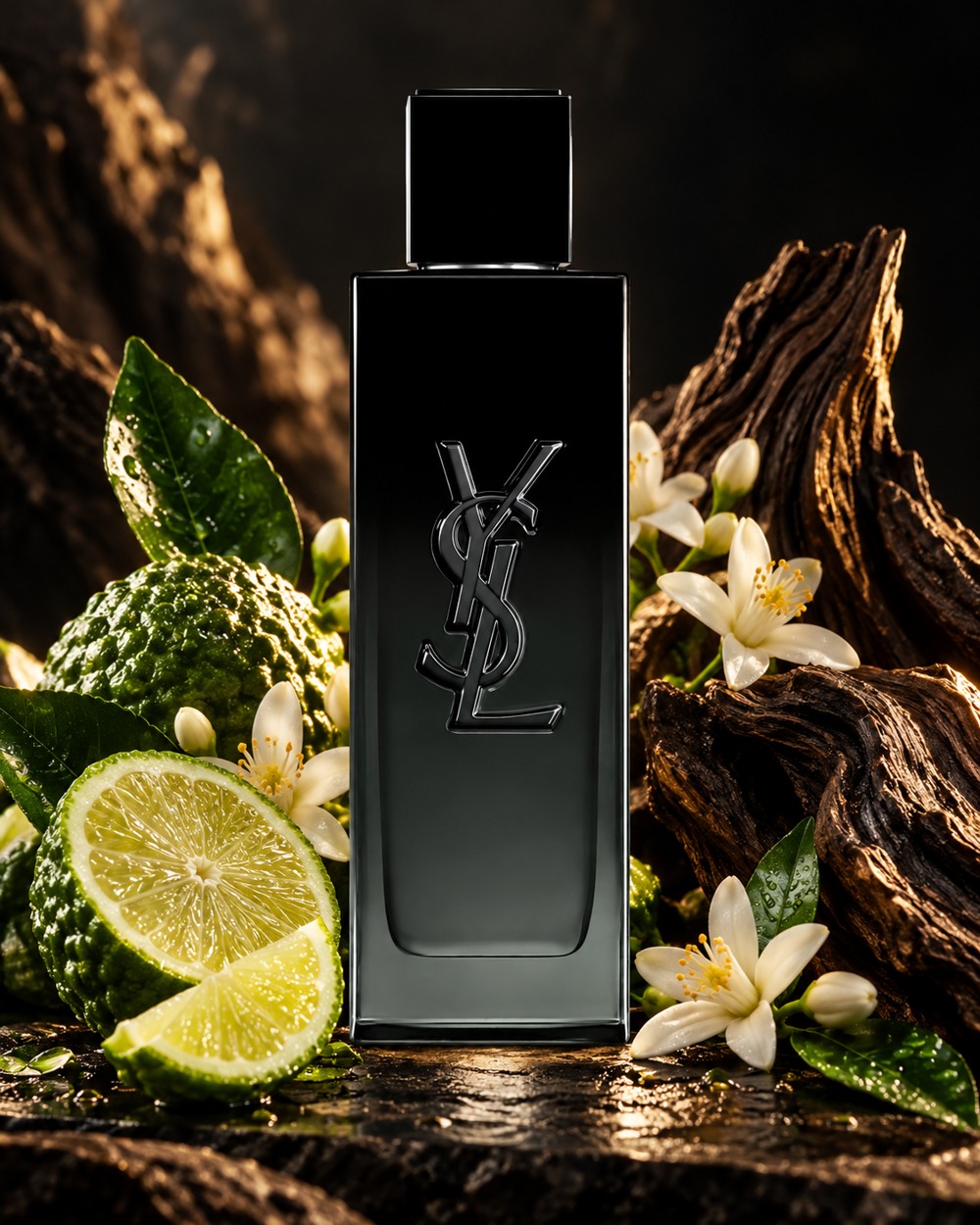 Arte do frasco de MYSLF Eau de Parfum com bergamota, flor de laranjeira e madeiras